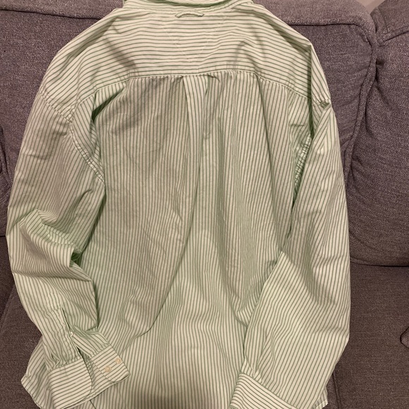 Vintage Tommy Hilfiger Mens Button Down Shirt Green White Stripe Size L Preowned - Picture 3 of 3